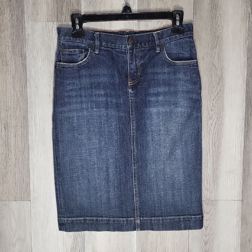 J Crew Womens 28 Denim Jean Skirt‎ Medium Wash Pencil Knee Length Casual Western